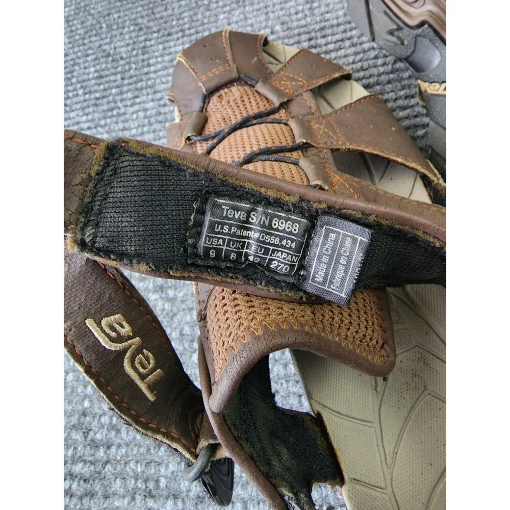 Teva‎ Shoc Pad Footbed Men's Size 9 Brown Hiking Water Sandals Shoe Fisherman